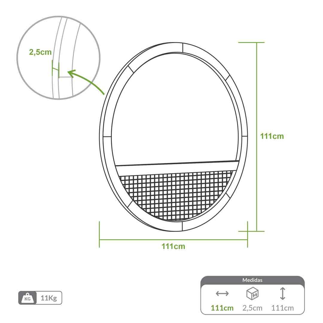 Espelho Smile 110 por 110 cm para referência de proporção