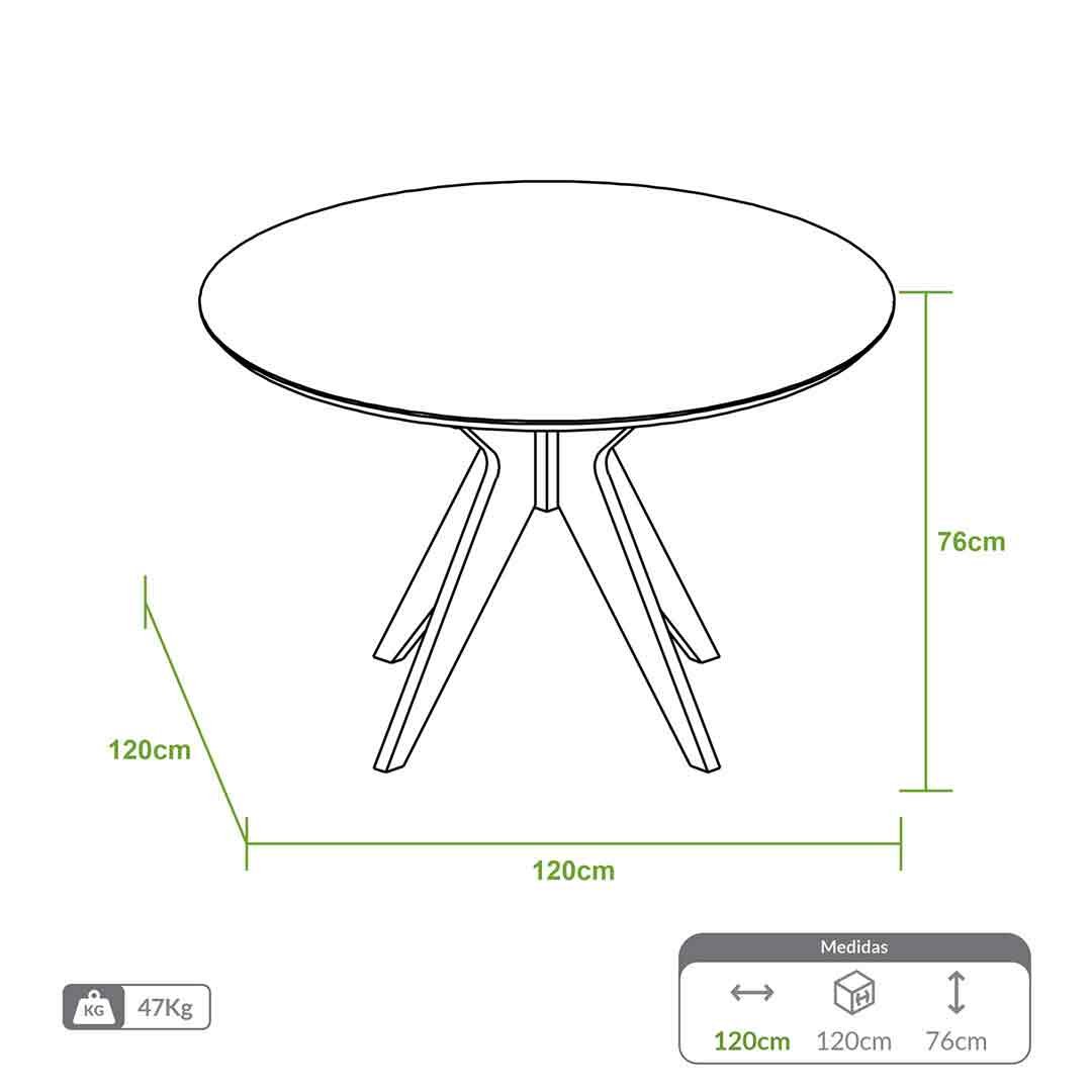 Mesa Adele 120 cm para refer&ecirc;ncia de medidas