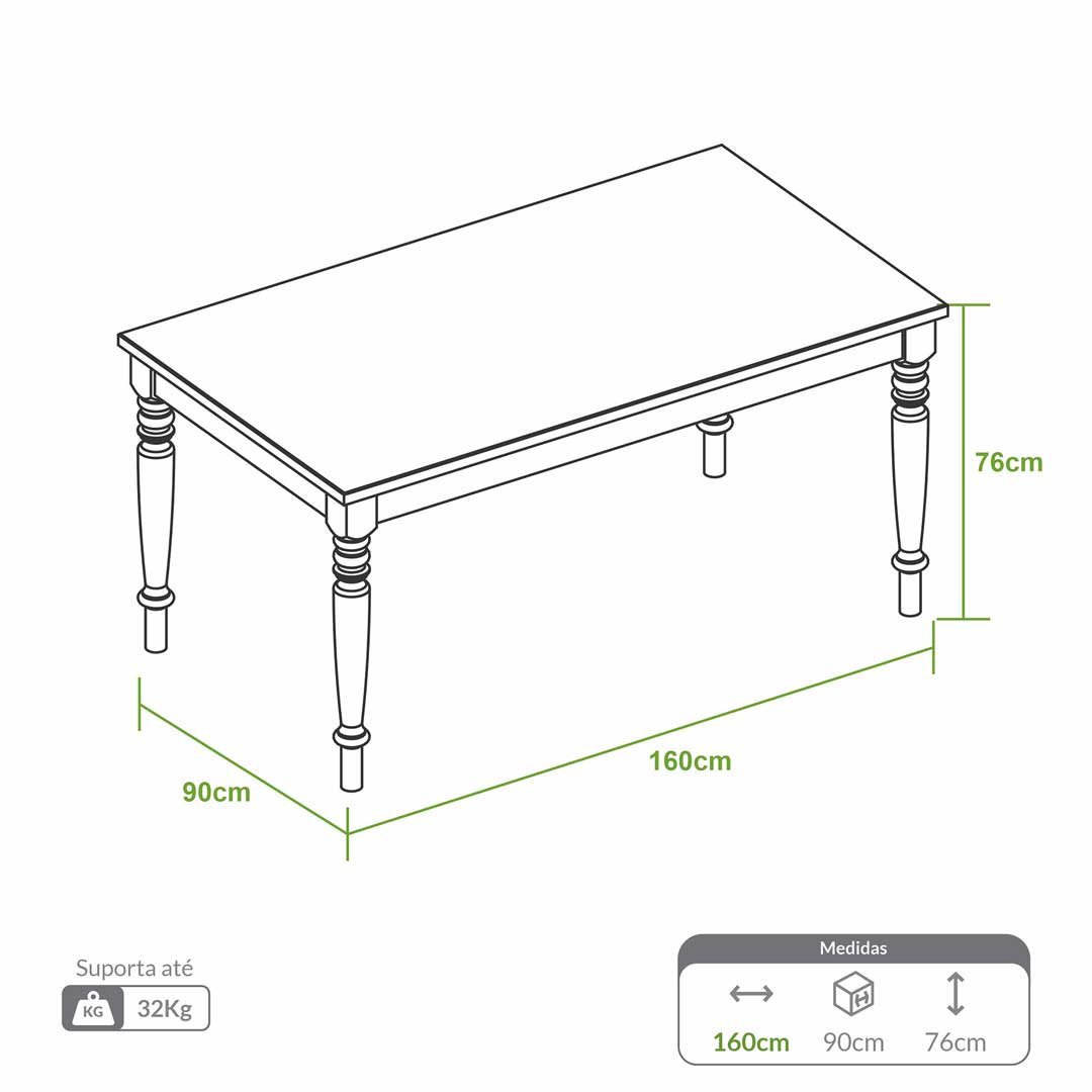 Mesa Olinda 160 por 90 cm